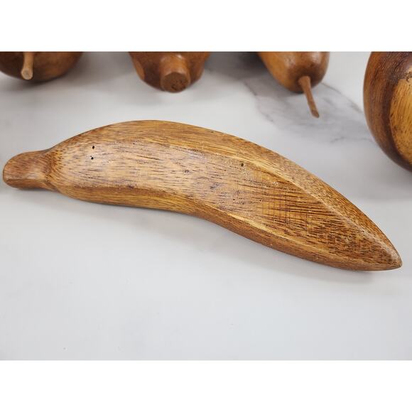 Mid Century Wood Fruit Artificial Food Banana Apple Pear Mango Hand Carved x6 - Picture 11 of 16